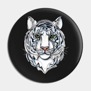 Continuous Line White Tiger Portrait. 2022 New Year Symbol by Chinese Horoscope Pin