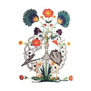 Polish Storks Folk style with Mandala T-Shirt