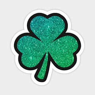 St Patricks Day, Ombre Green Faux Glitter 3 Leaf Clover Magnet