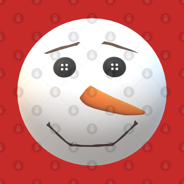 Happy Snowman Face (Red Background) by Art By LM Designs 