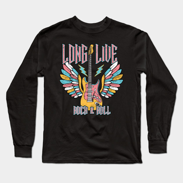 Long Live Rock & Roll Country Music Concert Band lightning Wings Long Sleeve