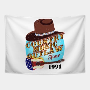 Country Music Outlaw Tour 1991 - Distressed Color Tapestry