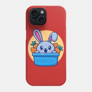 Cute Rabbit In Basket With Carrot Cartoon Phone Case