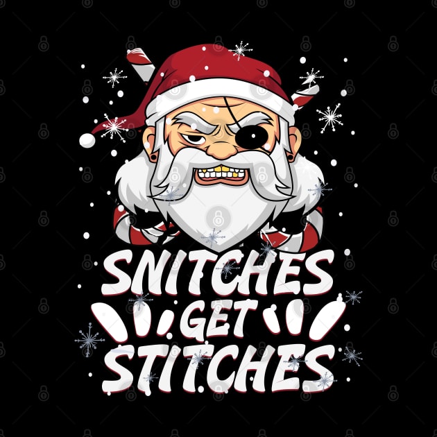 Snitches Get Stitches Santa Hat Funny Santa Pirate Candy Cane by alcoshirts