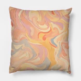 Soft Pastel Abstract Swirl 70s Pillow