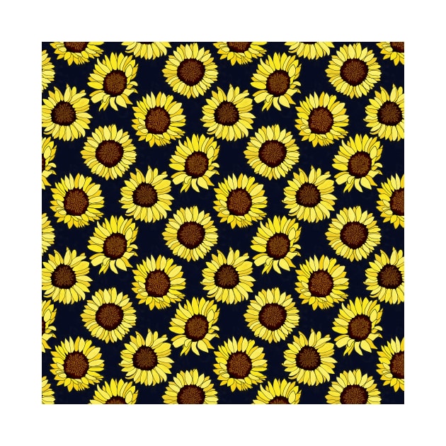 Sunflowers are the New Roses! - Navy - Pattern by TigaTiga