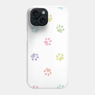 Pastel colored doodle paw prints Phone Case