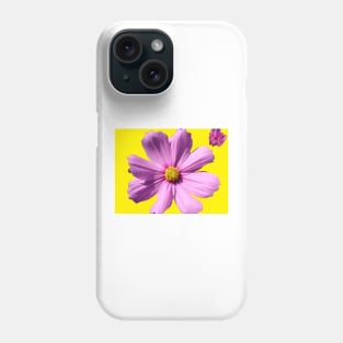 Pink Cosmos Daisy Flower on Yellow Phone Case