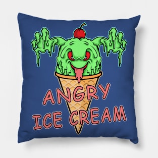 Angry Ice Cream Funny Cartoon Design Pillow