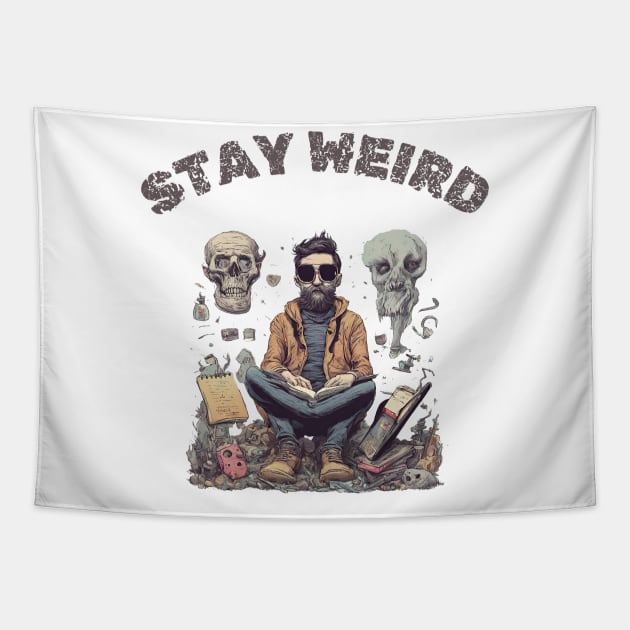 Stay Weird, Sarcastic, Funny Tee Tapestry by Peacock-Design