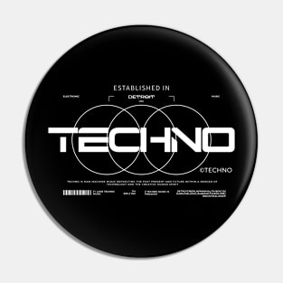 TECHNO  - 3 circle logo (white) Pin