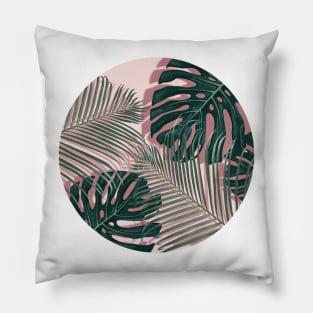 Monstera and Palm Leaves Pillow