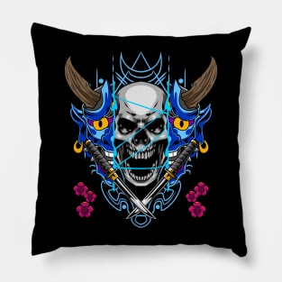 Japanese Oni Skull 4.3 Pillow