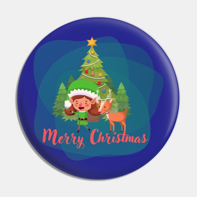 Merry Christmas, elf and reindeer Pin by Paciana Peroni