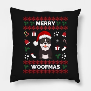 Merry Woofmas Pitbull Christmas Holiday - Merry Woofmas Pitbull Charistmas Gift Pillow