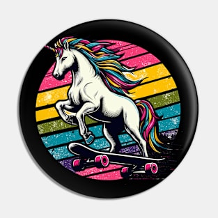 Retro Fantasy Unicorn Skater Pin