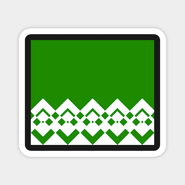 Abstract geometric pattern - green and white. Magnet by kerens