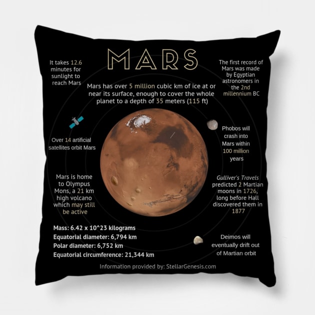 Mars Infographics Pillow by Multiplanetary Studios