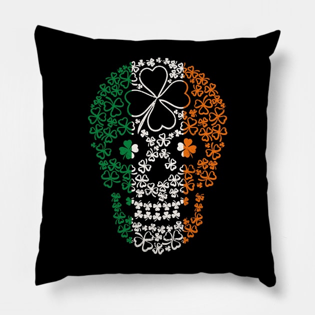 Irish Leprechaun Skull Saint Patrick's Day Pillow by Quotes NK Tees