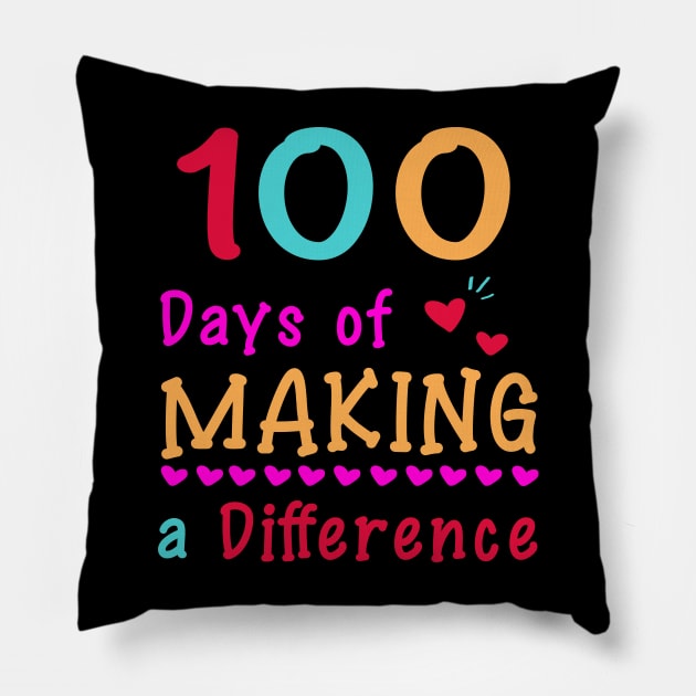 100 Days of Making a Difference 100th Day of School Teacher Pillow by Sham