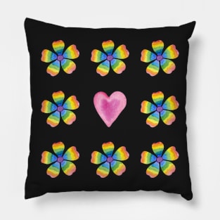 Gay Pride Flowers Rainbow Pillow