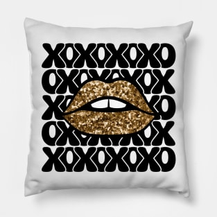 XOXO gold glitter lips Pillow