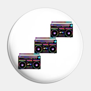 Neon Retro 1980s Boombox Staircase Pin