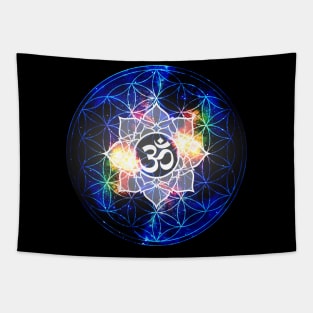 Power Om Flower of Life Sacred Geometry Tapestry