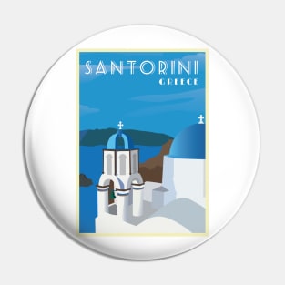 Santorini, Greece - Vintage Travel Poster Pin