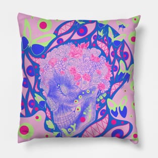 the skull in the deadly rose pattern ecopop Pillow