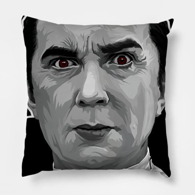 King of the Vampires (Grayscale Version) Pillow by pentoolarts