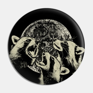 Funny Raccoons Howling at the Moon Pin