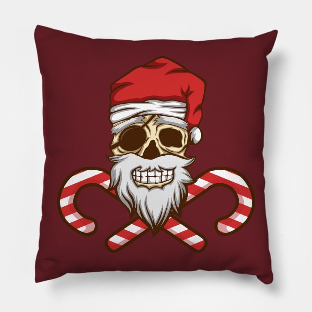 Bad Jolly Roger Santa XMAS Pirate Skull Pillow by Shirtbubble