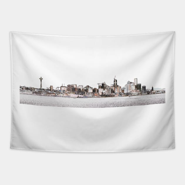 Seattle skyline edges Tapestry by djhyman