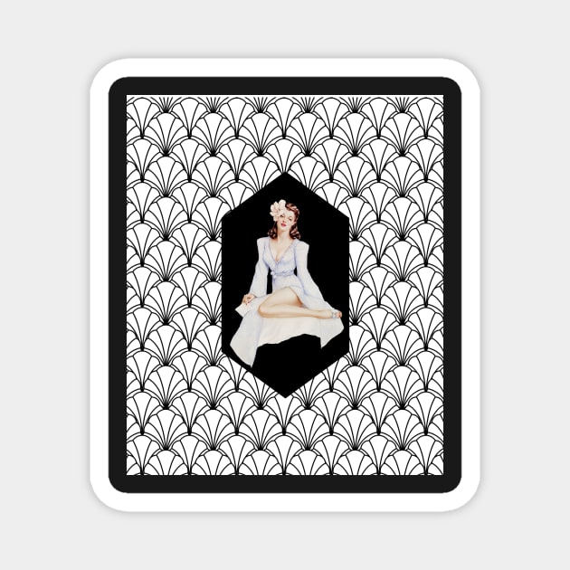 1920s Pin Up Girl - Art Nouveau - Art Deco - PinUp Girl Magnet by allthumbs