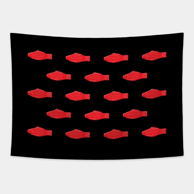 Red Candy Fish Tapestry by GloopTrekker