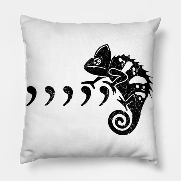 BLACK COMMA CHAMELEON Pillow by Vikinoko Micro Photography