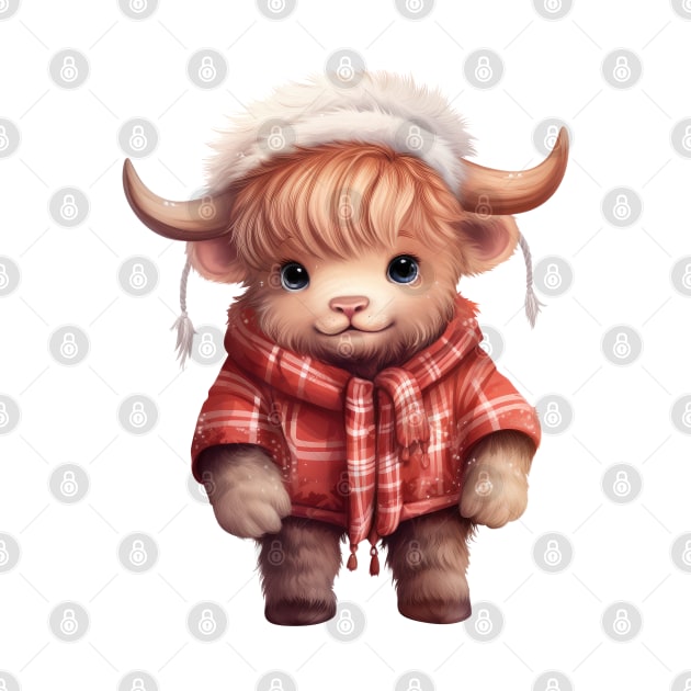 Christmas Baby Highland Cow #4 by Chromatic Fusion Studio