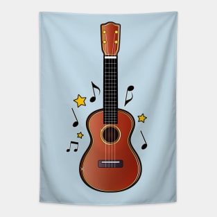 Ukulele with Notes and Stars Tapestry