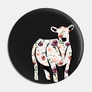 Watercolor Floral Cow Silhouette  - NOT FOR RESALE WITHOUT PERMISSION Pin