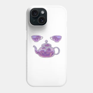 Magical soft night clouds tea set with dark background Phone Case