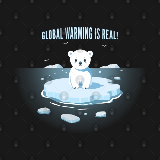 Global Warming Reality Tee 'Sad Polar Bear on Iceberg' by Teesagor