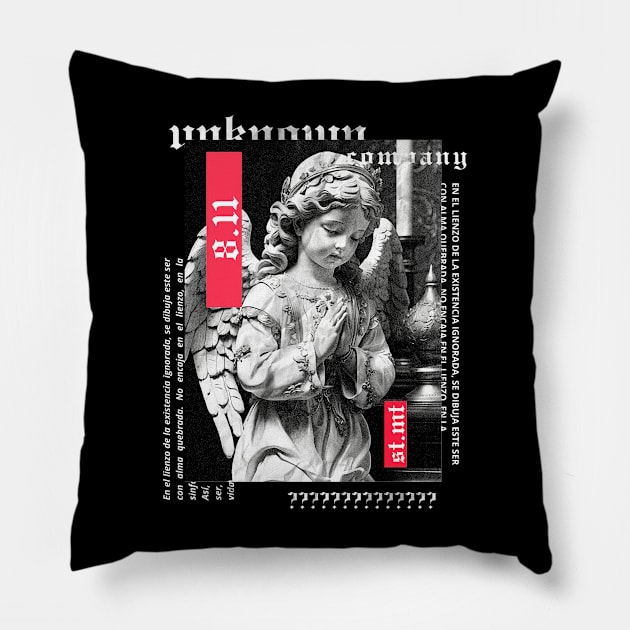 Little angel praying | alternative gothic clothing | grunge | dark | black and white Pillow by UNKNOWN COMPANY