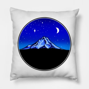 Mt. Hood Moonlight Night Sky Pillow