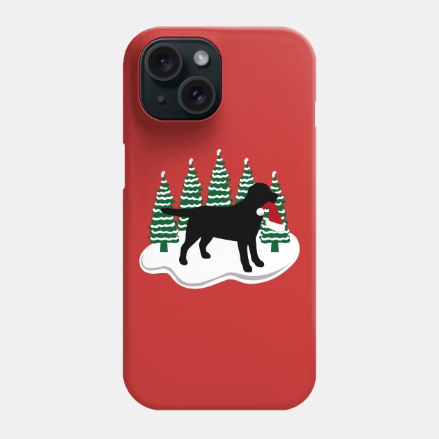 Black Labrador Snow and Christmas Phone Case by HappyLabradors