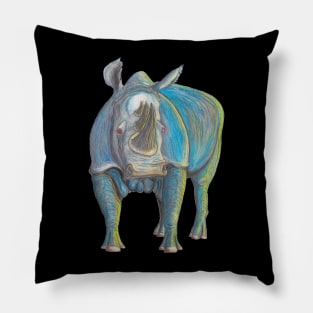 Crash of Rhinos Big Blue Puff Pillow