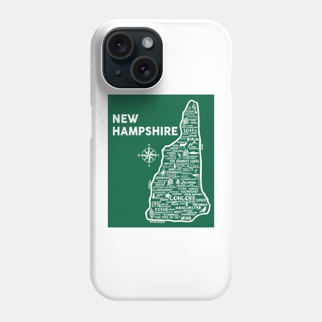 New Hampshire Map Phone Case by fiberandgloss