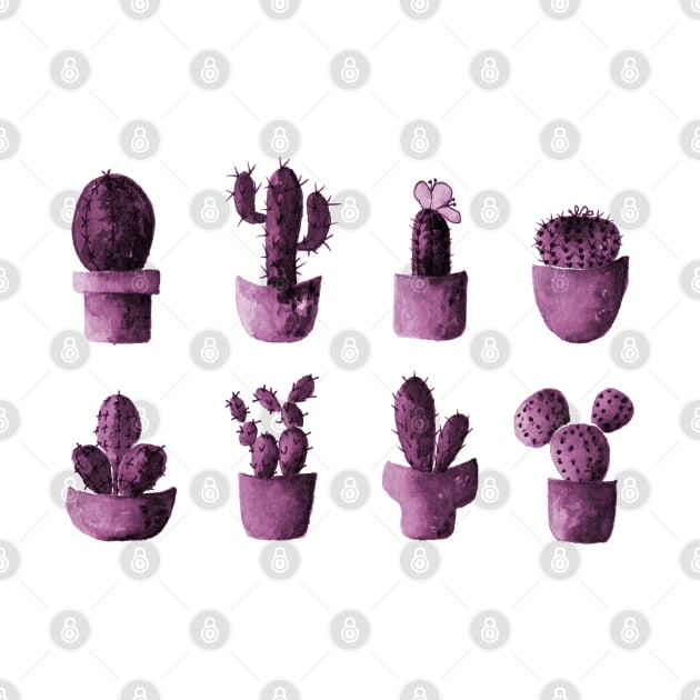 One cactus six cacti in pink by Aidi Riera