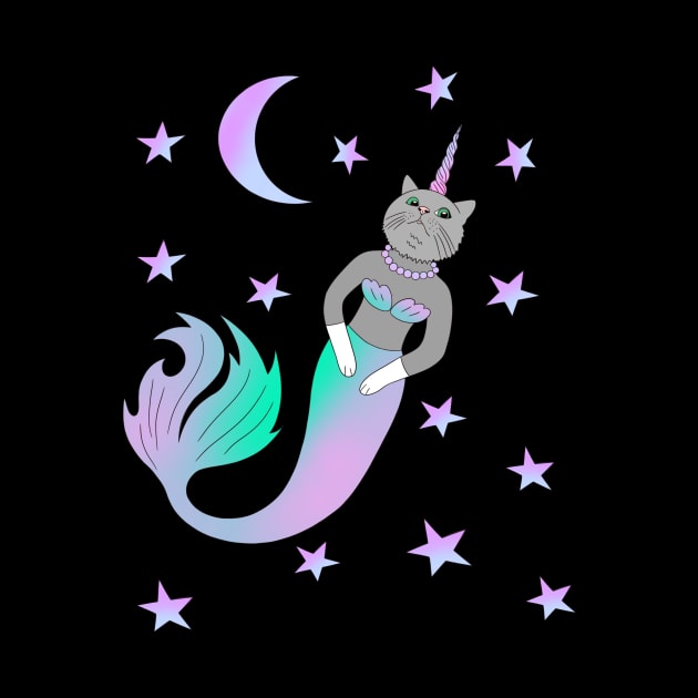 A cute kawaii caticorn mermaid in the sky by Cute_but_crazy_designs