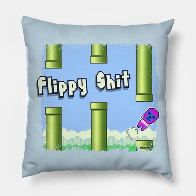 Flippy Shit Pillow by wrasslebox